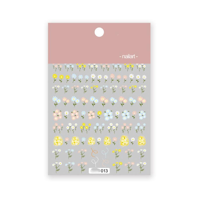 1pc 3D Nail Stickers Spring Summer Natural Flower Leaves Simulation Dried Flower Dragonfly Nail Applique Water Slides Decoration