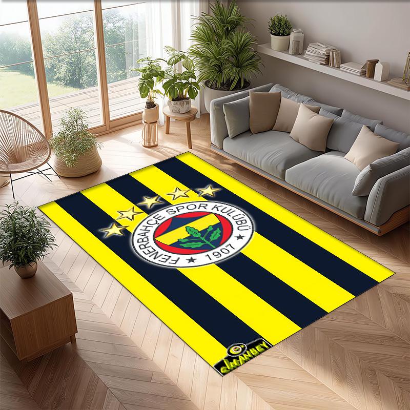 Fenerbahce Printed Flannel Area Rug Non Slip Soft Polyester Floor Carpet Indoor Decor Mat for Bedroom Living Room Sofa