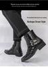Men's Autumn Shiny Pointed Toe High-Top Chelsea Leather Boots - British Style, Formal or Casual.