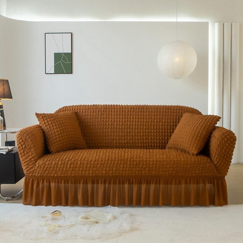 Premium Thick Bubble Gauze Sofa Cover Full Elastic Lace Universal Fit Sofa Protector All Season
