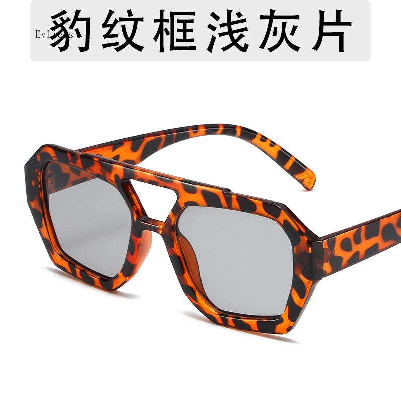 Retro Tortoiseshell Pilot Sunglasses Women Brand Designer Oversized Shades Eyewear Double Bridge Rectangle Men Sun Glassses