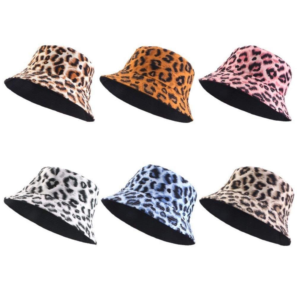 Bucket Style Basin Hat Leopard Patterned Fisherman Hat Beach Sun Protect Hat  Outdoor Travel