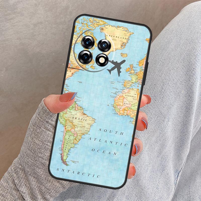 World Map Travel Cover For OnePlus Nord 4 3 CE 2 Lite N20 N10 N30 OnePlus 8T 10T 13 13R 12 12R 11 10 Pro Case