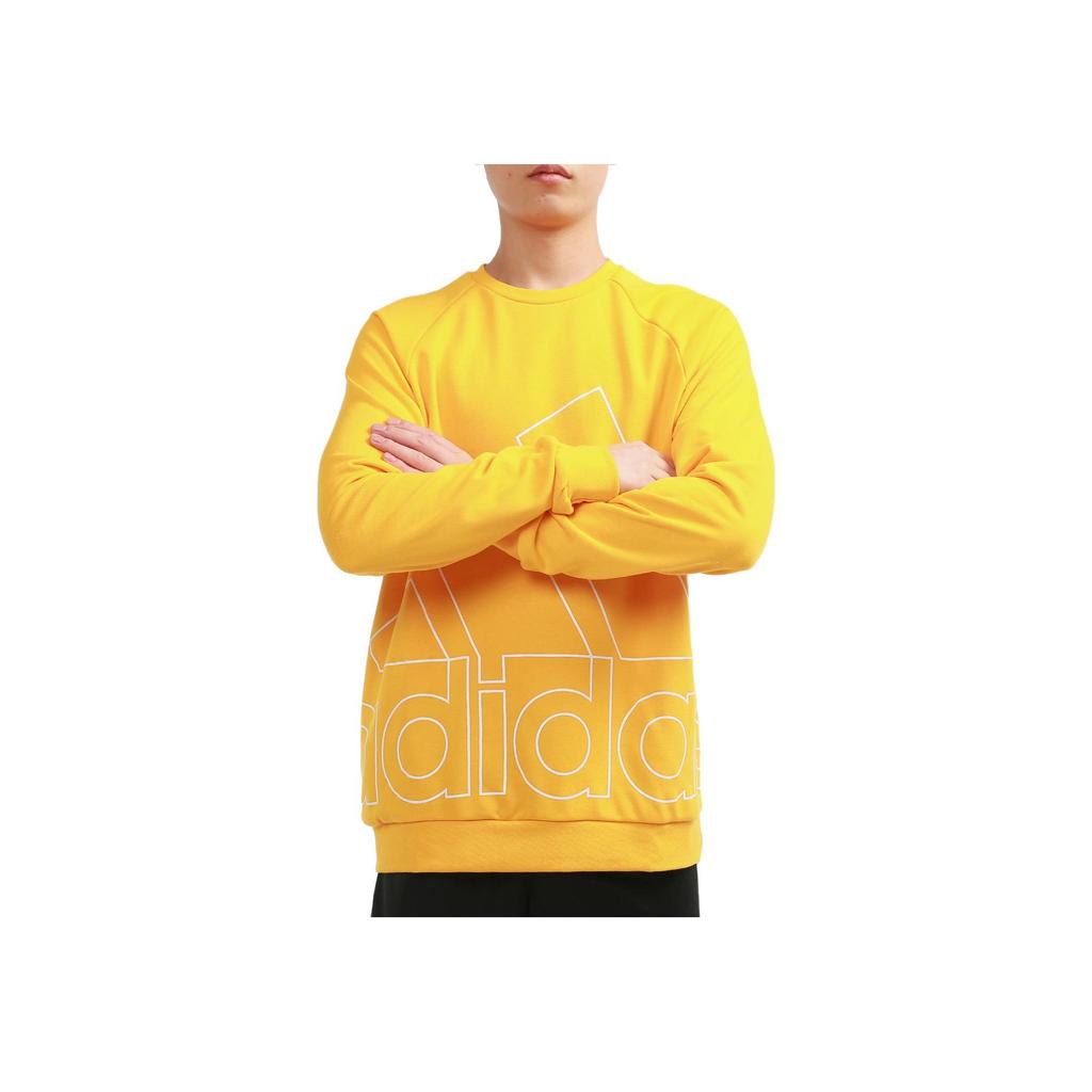 Adidas Big Logo Print Casual Sport Sweatshirt Men Tops Yellow HB5088