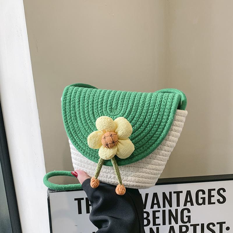 

Нова соняшникова плетена сумка для мобільного телефону 2024 року, солом’яна сумка, сумка-месенджер, жіноча сумка, маленька свіжа пляжна сумка через плече. зелений