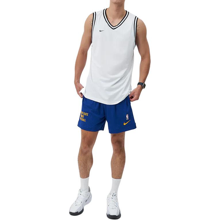 Nike NBA Golden State Warriors Letter Print Mesh Basketball Shorts Men Shorts Light-Blue White FB3728-495