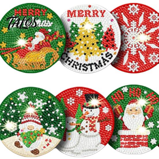 Feiertags-Tischdekorationen für Zuhause 12 Stück Weihnachten Strassmalerei Kunst-Untersetzer, DIY Strass-Untersetzer Dekorations-Set mit Halter,