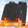Men's Winter Velvet Set for Seniors: Warm Cotton Jacket and Pants