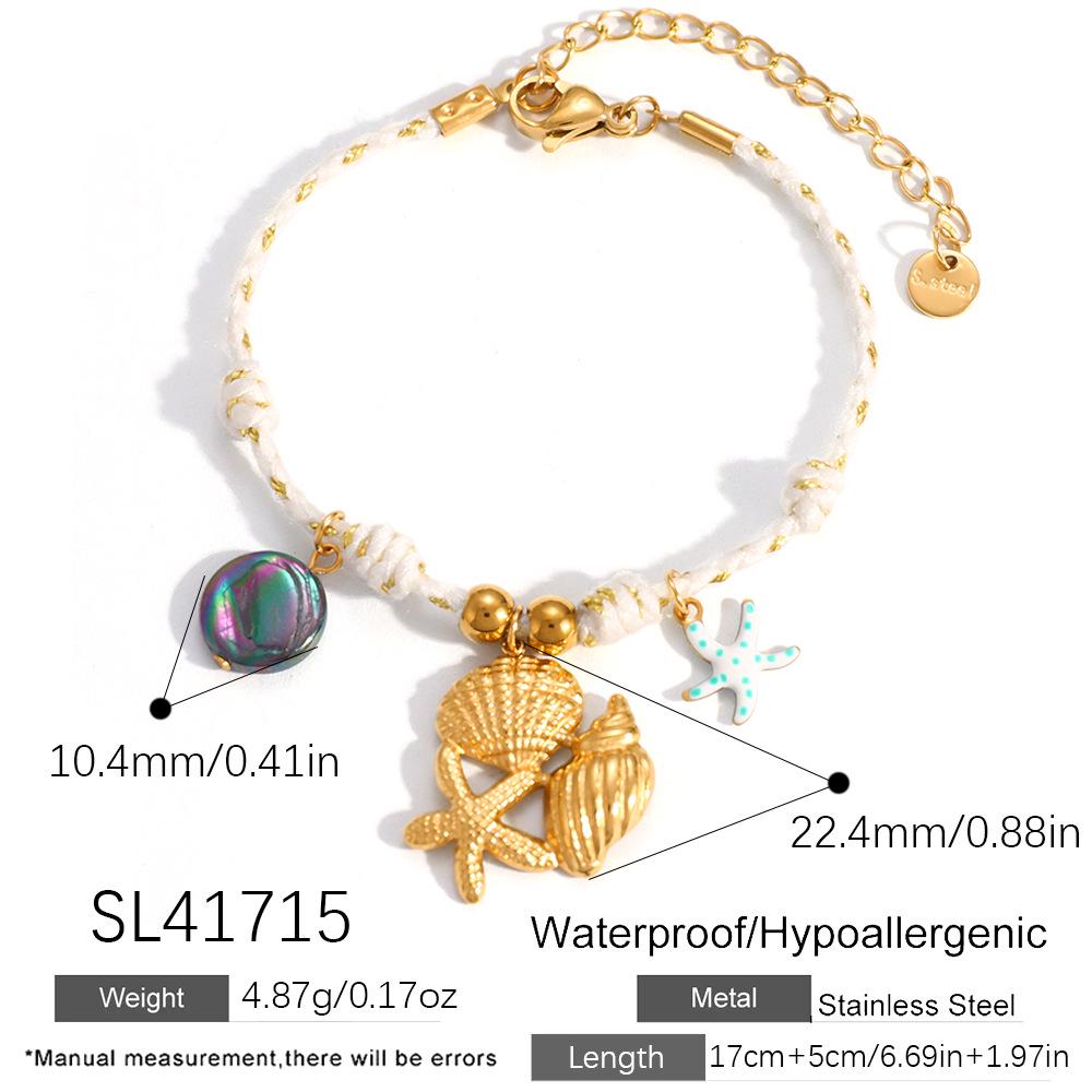 18K Gold-Plated Starfish & Shell Stainless Steel Necklace - Fashionable, Exquisite, Waterproof, Long-Lasting.