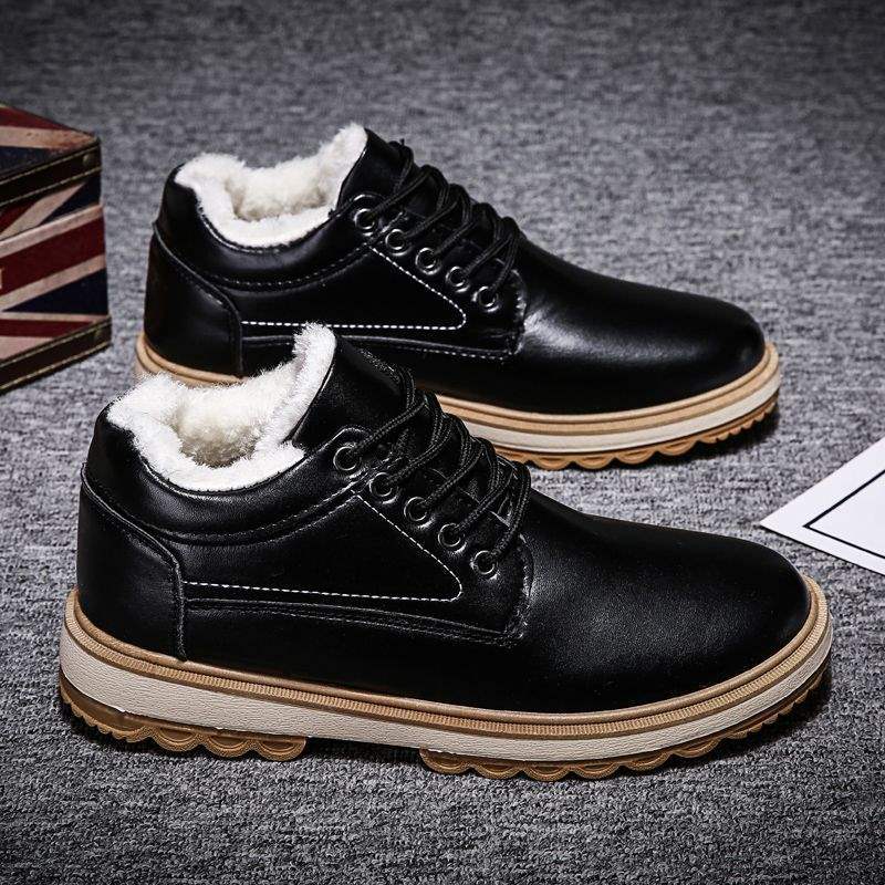Snow Boots Men's Winter Warm Velvet Northeast Thickened Martin Boots Trendy Versatile High-top British Style Tooling Boots Cotton Shoes