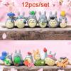 12pcs/set Totoro Figure Mini Statue Cute Micro Landscape Car Ornament Miyazaki Hayao Series Kid Gift Decorative Collectible