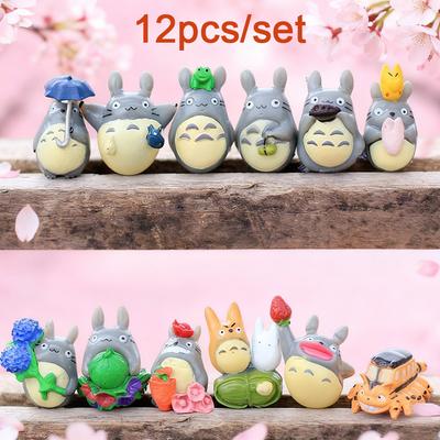 12 pièces/set Figurine Totoro Mini Statue Mignon Micro Paysage Ornement de Voiture Série Miyazaki Hayao Cadeau Enfant Décoratif Collectionnable