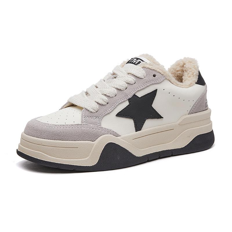 Frosted Leather Snow Boots 2025 Winter Velvet Large Cotton Women's Shoes Versatile Casual Board Shoes Thick Sole Heightening Sports Little White Shoes