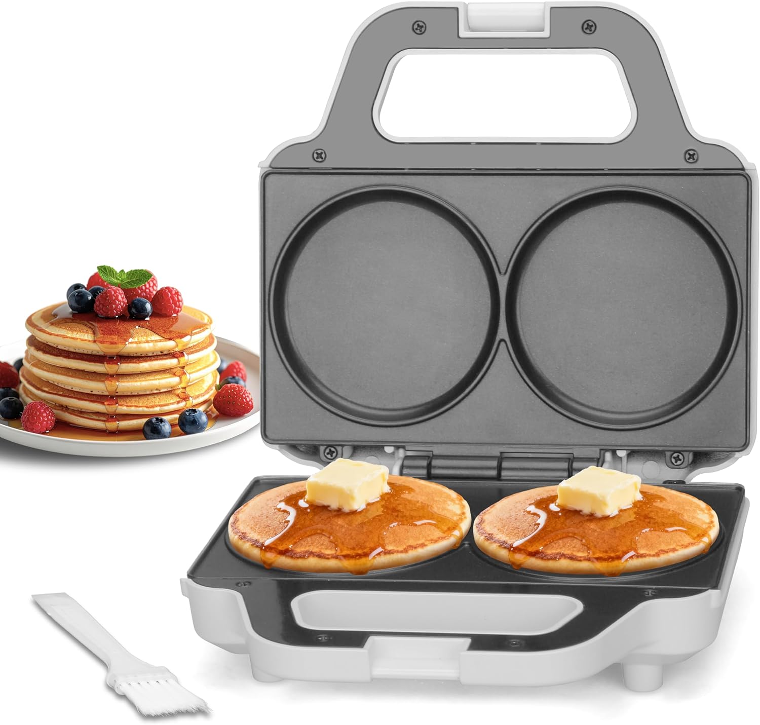 

Double Mini Pancakes Maker Machine, Maker, Electric Pancake Maker Griddle, Ideal for Pancakes, Cookies, Eggs, A United States