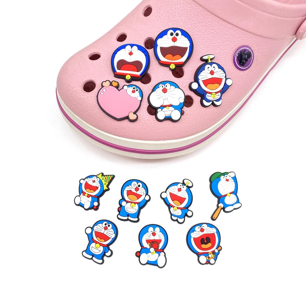 12-Piece Doraemon Cartoon Shoe Charms Set - PVC Accessories for Crocs, Sandals, Slippers, Shoe Buckle Decorations, Perfect Gift