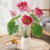 Multicolor Lotus Artificial Flower Green Lotus Leaves DIY Lifelike Flower Silk Flower Simulation Lotus Flower Table Ornament
