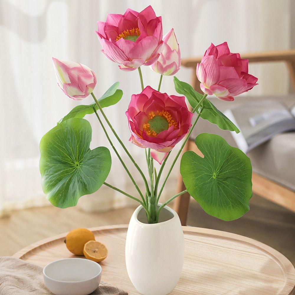 Green Lotus Leaves Lotus Artificial Flower Multicolor Lifelike Flower Fake Flower  Desktop Ornament