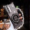 Luxury Lanyard Glitter Magnetic Holder Case For Samsung Galaxy S25 S24FE S23 Ultra S22 S21 S20 Plus Note 20 Ultra Silicone Cover