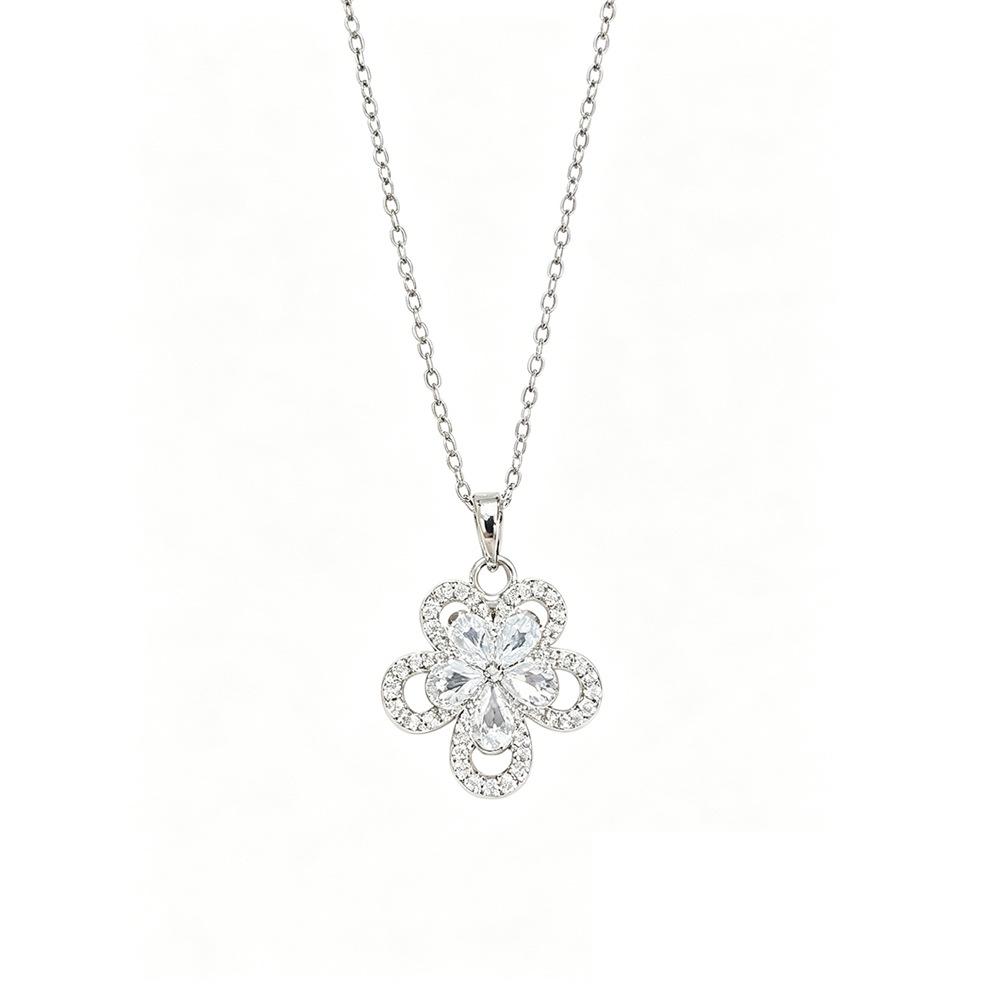 Asymmetrical Zircon Flower Necklace - Trendy and Elegant Clavicle Chain