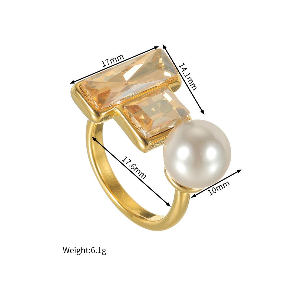 Edelstahl Vintage Zirkon Ringe für Frauen Verstellbar Retro Glänzender Stein Offener Ring Wasserdicht Weihnachts Schmuck Geschenk
