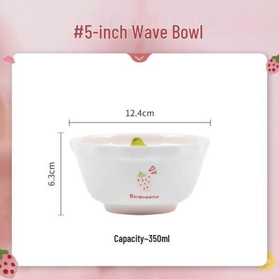 Cute Strawberry Ceramic Soup Bowl Set