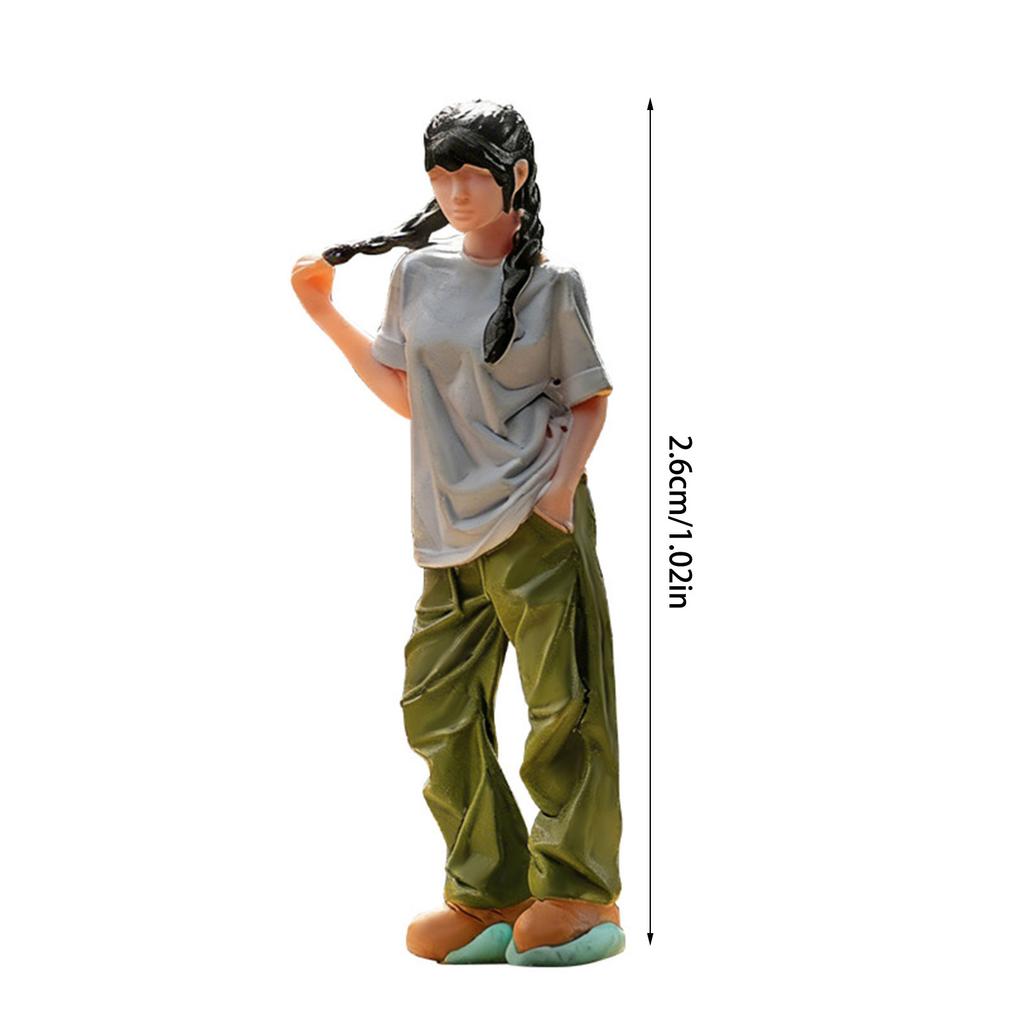 1:64 Scale Hand Painted Resin Collectible Figure Miniature Model Accessories Realistic Lounge Girl Figure Model Gift