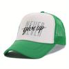 Never Give Up Print Trucker Hat Polyester Adjustable Snapback Baseball Cap Casual Unisex Gift