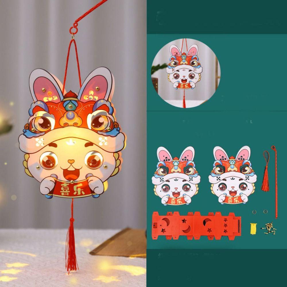 Chinese Handheld Rabbit  Lantern Handmade Light-Up Bunny Lantern  Mid-Autumn Festival