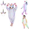 Fluffy Flannel Unicorn Hooded Pajamas Jumpsuit For Kids Winter