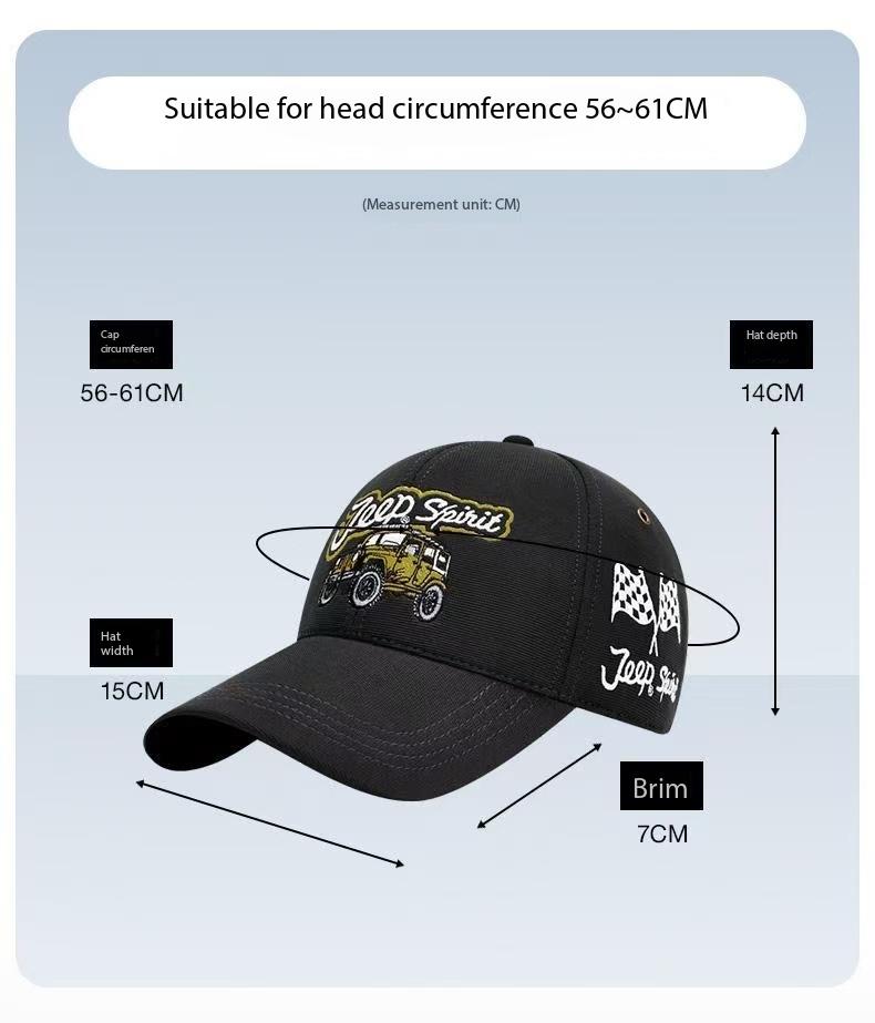 2026 Jeep High-quality Pure Cotton Embroidered Baseball Cap, Adjustable and Suitable for Both Men and Women. It Is Suitable for