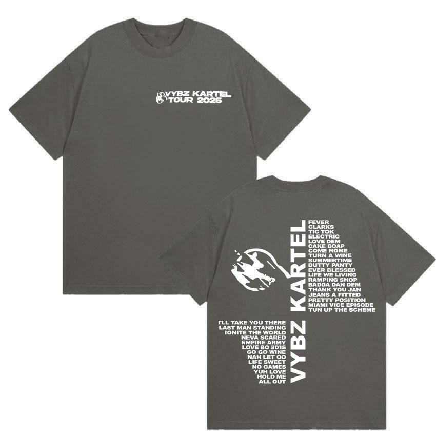 Rapper Vybz Kartel Tour 2025 New Album T Shirts Mens Women Fashion Harajuku T-shirt Casual Hot Sale Short Sleeve Tees Streetwear