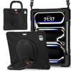 For iPad Pro 13 (2024) Case with Shoulder Strap TPU+PC+Silicone Kickstand Tablet Cover