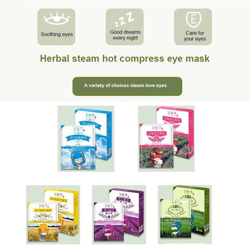 5 Stück/Box Dampf-Augenmaske Selbsterwärmend Warme Kompresse Dampf-Augenmaske Lindert Müdigkeit Augenentspannung Spa Besserer Schlaf Reise Heimzubehör