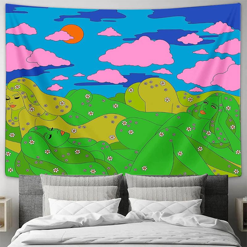 Bohemian Tapestry Wall Hanging Nature Landscape Backdrop Aesthetic Room Decor Hippie Wall Art Bedroom Wall Decor Home Textile La