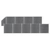 WPC Fence Set: 9 Square Panels + 1 Diagonal Panel 1657 X 186 Cm Grey