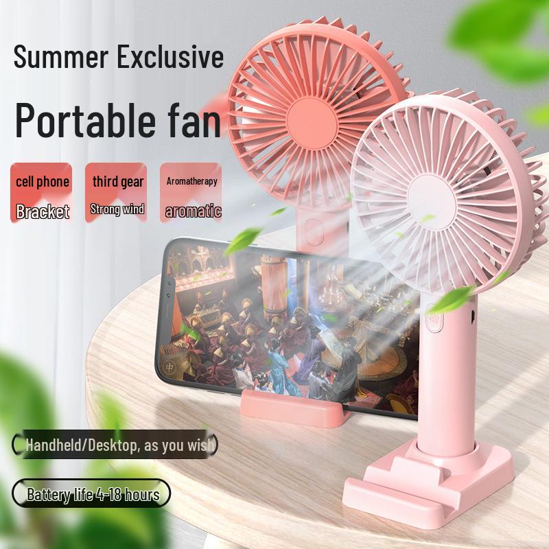 Portable Rechargeable Mini Fan with Colorful Lights, Foldable Design, and Optional Logo Printing
