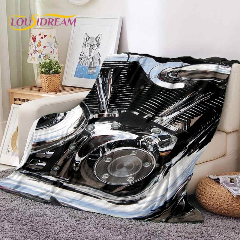 Motocross Modern Retro Motorcycle Soft Blankets,Keep Warm Throw Blanket Comfortable Blanket for Picnic Beds Sofa Home Bedroom