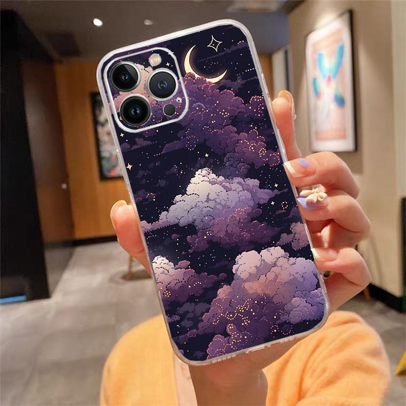 Clound Moon Star Night Phone Case Carcasa Funda For iPhone 17 Pro Max Air 16 15 14 13 Pro Max 15 16 Pro 15Plus Case