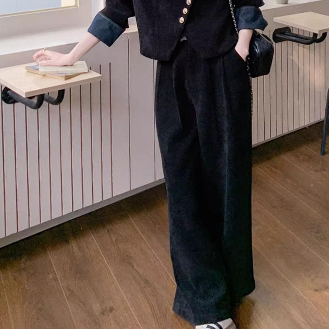 

Elegant Women s Wide-Leg Pants with French Retro Two-Piece Top S (45-52 kg)