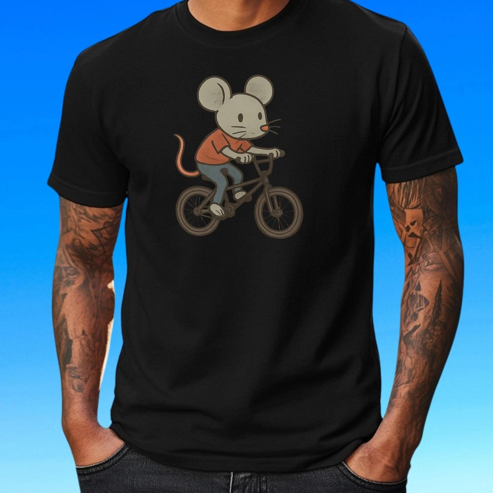 T-Shirt Herren Maus fährt BMX Motiv Baumwolle Größe S bis 5XL XL