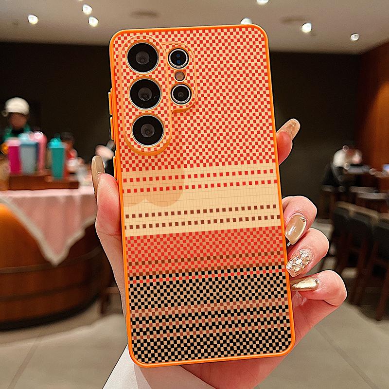 Custodia Geometrica con Texture in Tessuto per Samsung S26 Edge S25 FE S24 Plus S23 S22 Ultra A15 A16 A17 A35 A36 A37 A54 A55 A56 A57 5G Cover Ibrida Magnetica Opaca
