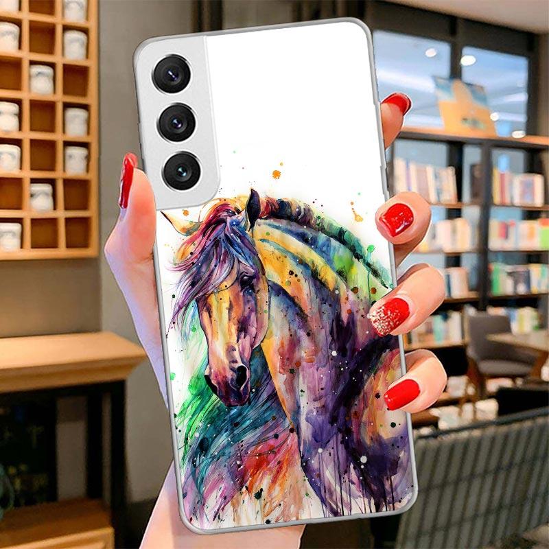 Animal Oil Painting Horse Cover Phone Case For Samsung Galaxy S26 S25 Edge S24 Ultra S23 S22 Plus S21 S20 FE Soft Fundas Shell G