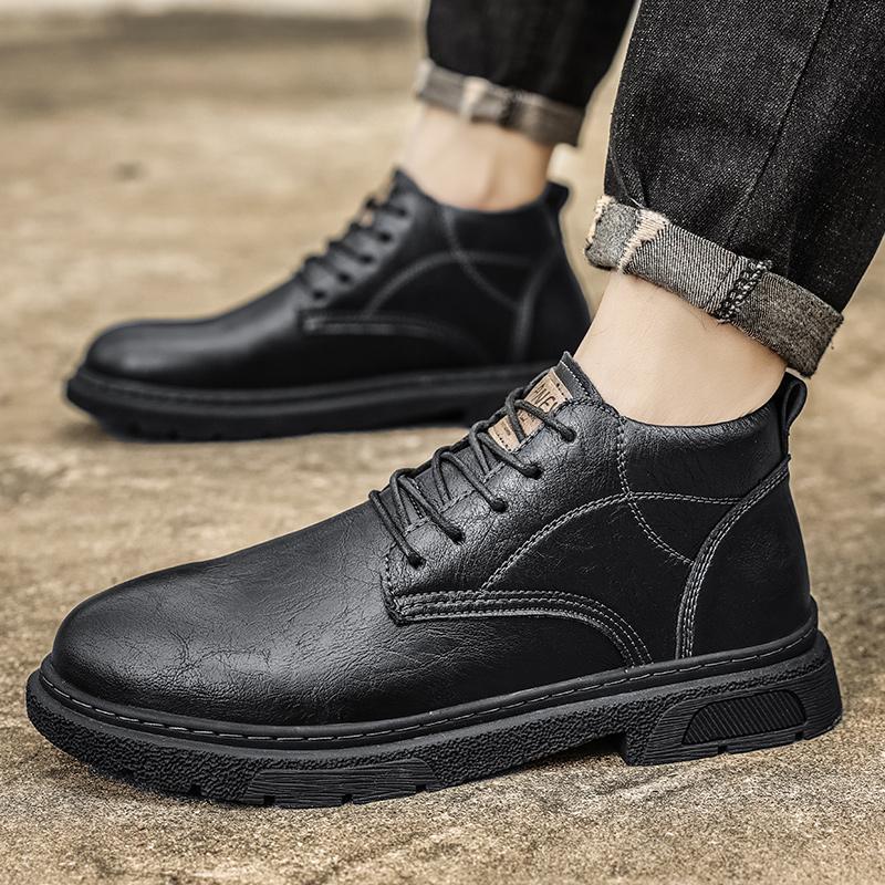 

Fashion Designer Boots for Men New High-top Non-slip Lightweight Casual Working Men s Shoes Walking High Quality Men s Outdoor Boots 46 чёрный