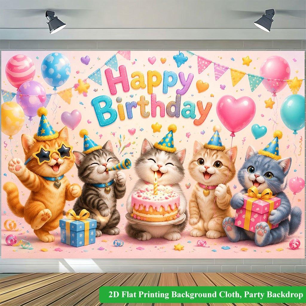 2D Flat Backdrop1pc Birthday Backdrop Banner Polyester Wall Decor For Living Room Bedroom Office Outdoor Decor Holiday Gift