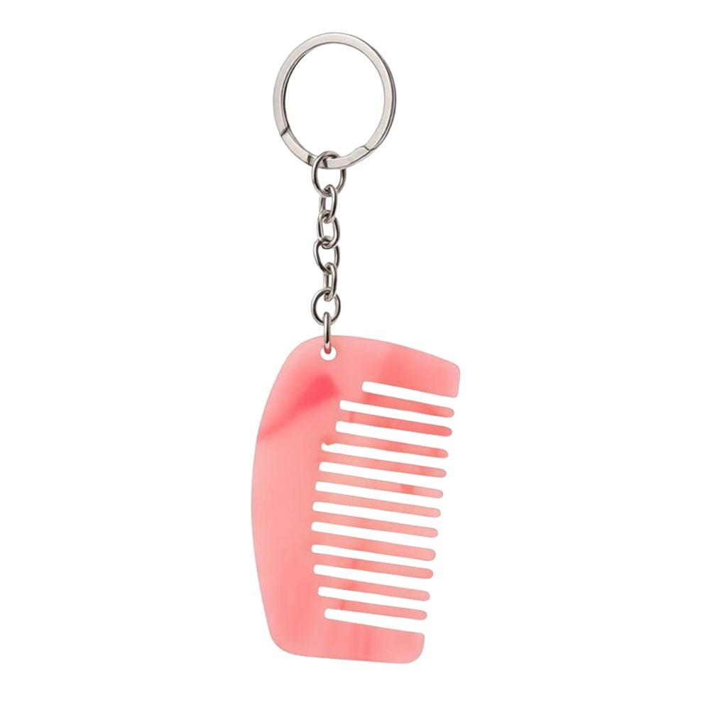 New Mini Comb Keychain Comb Colorful Resin Keyring Hanging Ornament Car Key Holder Bag Decoration