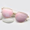 Vintage Cat Eye Sunglasses Rose Gold Mirror Woman's Sunglasses Metal Reflective Flat Lens Tourism Sunglasses Multi-color