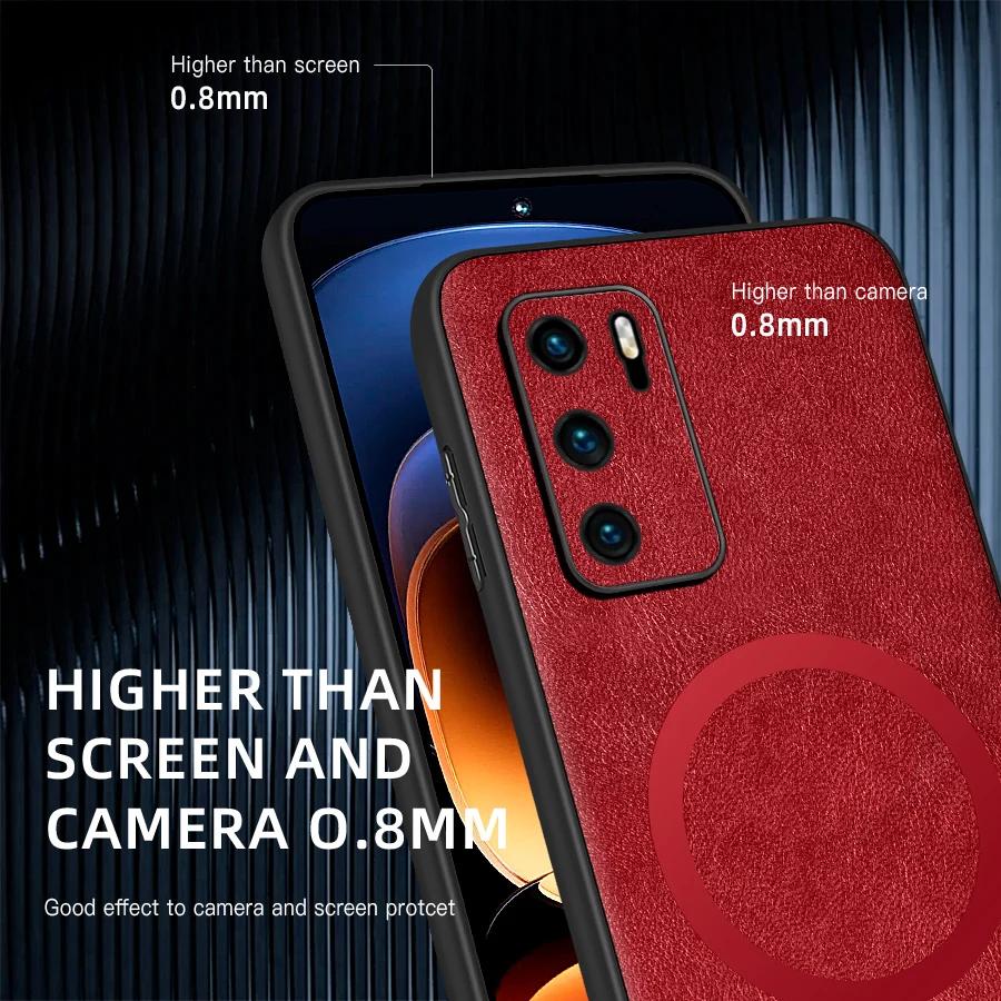 For Huawei P40 P40 Pro PU Leather Magnetic Ring Soft Edge Anti-Drop Anti-Fingerprint Phone Case