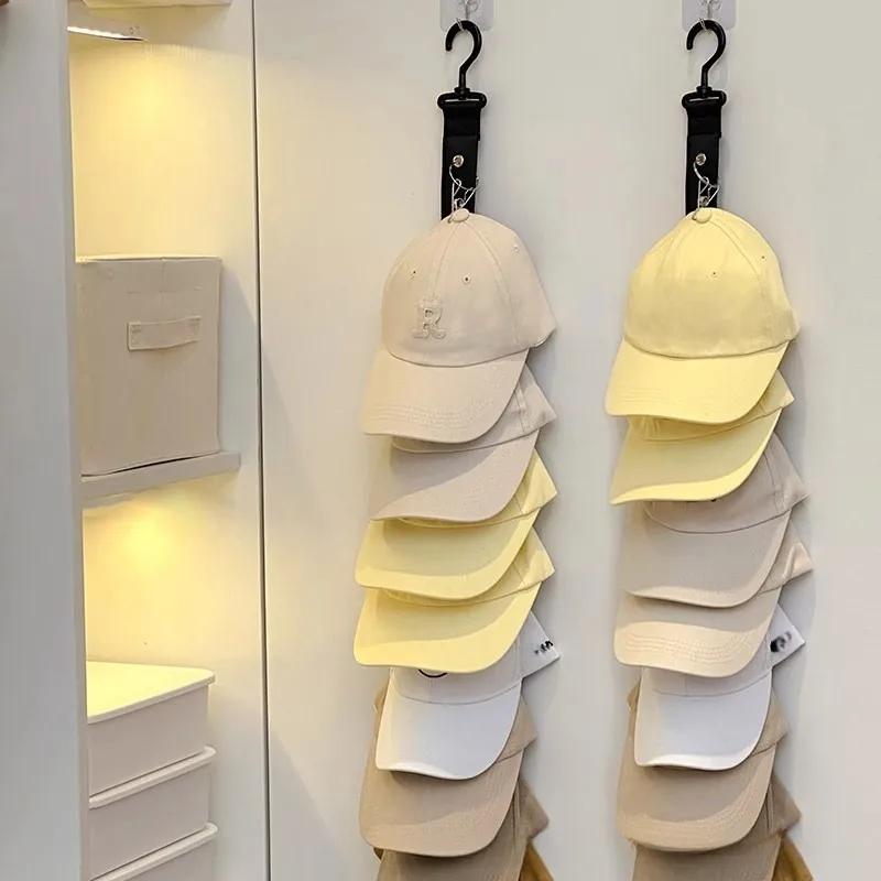 1pc Baseball Cap Storage Organizer with Clips, Eight Clips, Can Hold 16 Hats Hat Rack, Hat Storage Hook Rack