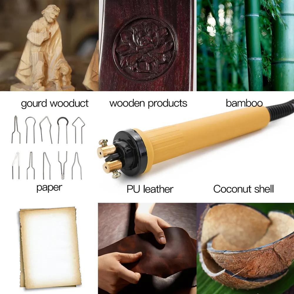Wood Burner Pyrography Pen Burning Machine Gourd Crafts Tool Set With Welding Wire Top Adjustable Temperature