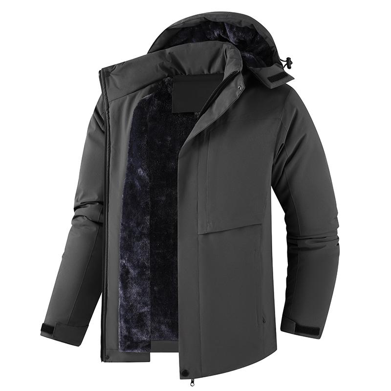 Thick Cotton Jacket For Men, Solid Color, Loose Fit, Thick And Warm Cotton Jacket
